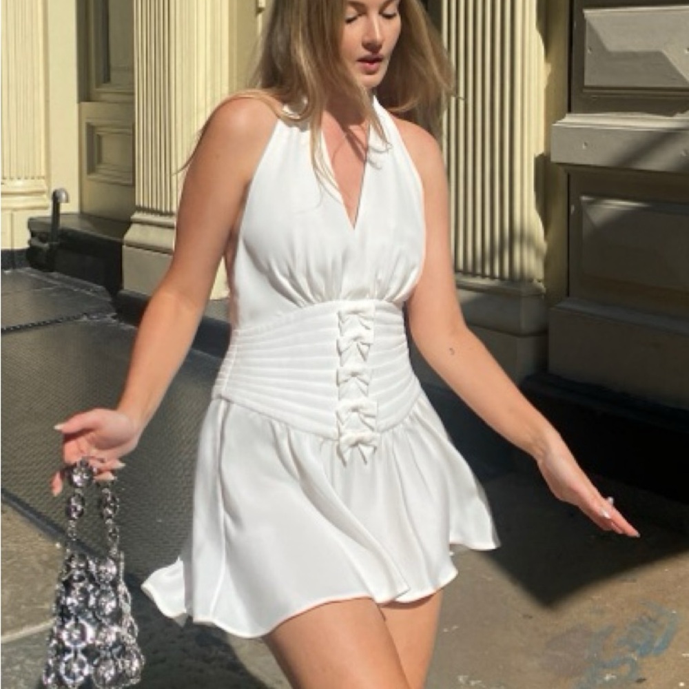 Orseund Iris Halter Bow Mini Dress